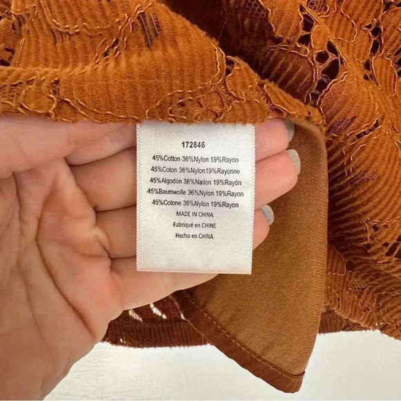 Dolan Norah Floral Corduroy Blouse Orange XS - Picture 12 of 14